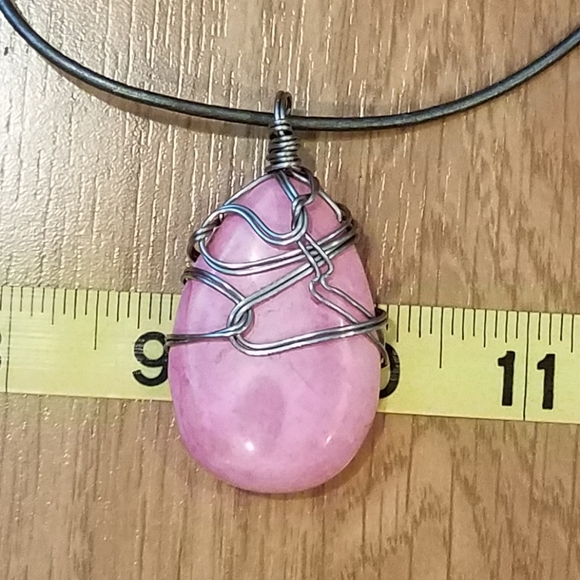 FINAL PRICE Silver Wrapped Pink Tourmaline Leather Necklace - Picture 9 of 10